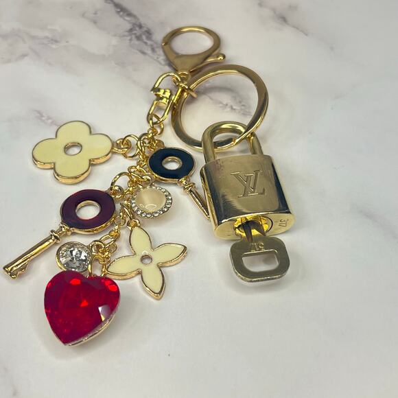 Louis Vuitton Lock & Key Set #317 on a Charm Cluster Keychain/Bag Charm - Picture 1 of 4